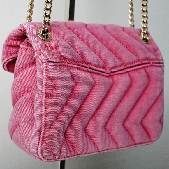 Sandro Yza Quilted Canvas Shoulder Bag Pink - Picture 9 of 13